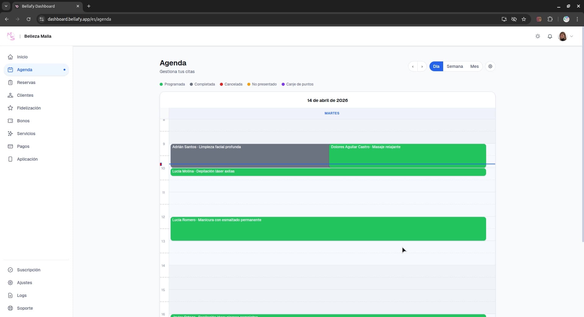Controles de navegación de fechas