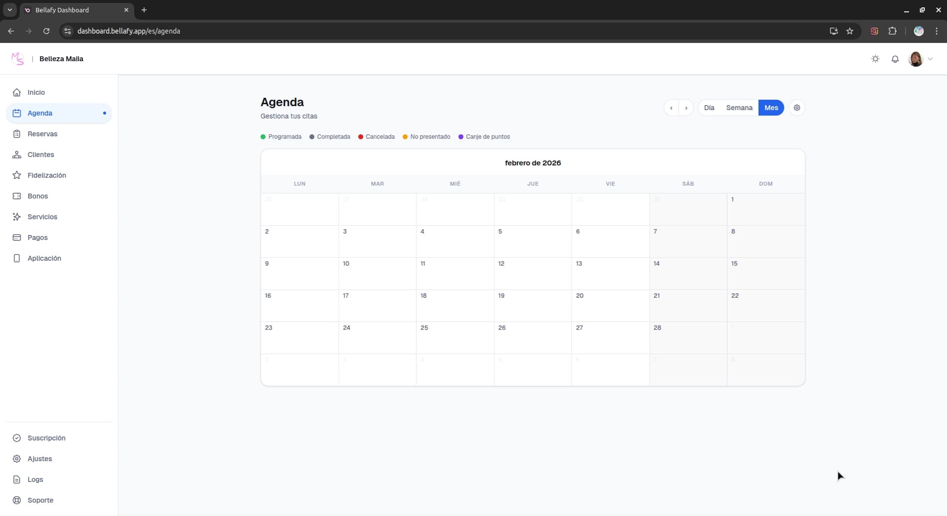 Weekly schedule view