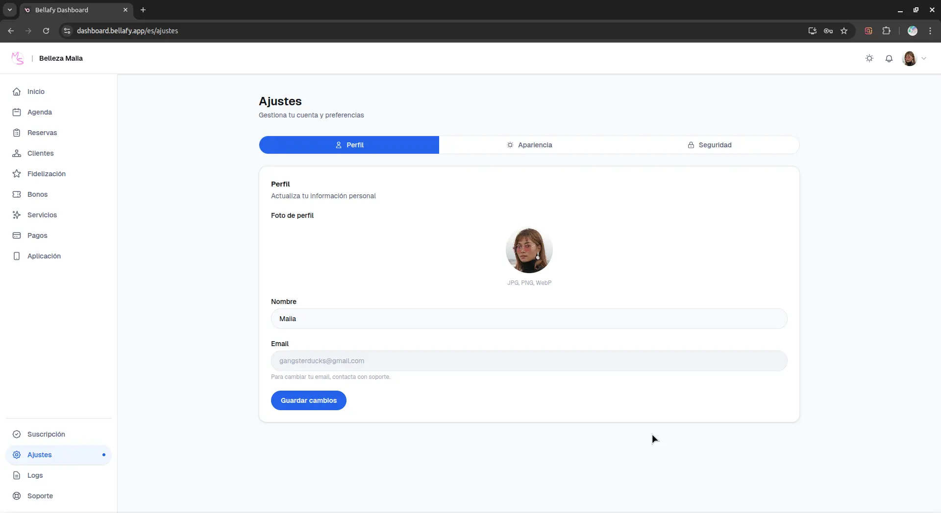 Profile settings section